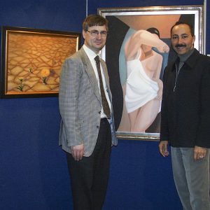 Antoine Gaber with Prof. John Robertson, organizer of  the International Breast Cancer Conference at the East Midland Conference Centre, University of Nottingham