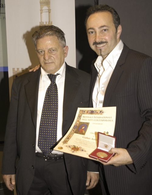 Prof. Pasquale Celona, President of the Florence Biennale, awarded Antoine Gaber with the prestigious Prize of the “Lorenzo il Magnifico”, in recognition of Gaber’s International artistic and social fundraising initiative ” Passion for Life” in support of cancer research.