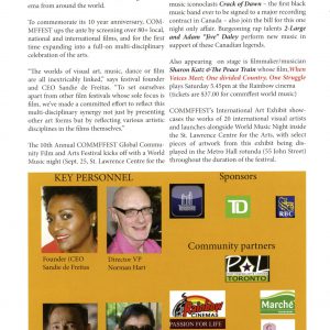 Catalogo della decima mostra d'arte internazionale annuale COMMFFEST Global Community Film Festival. Raccolta fondi di Gaber PASSION FOR LIFE per la ricerca sul cancro a beneficio della Breast Cancer Society of Canada.