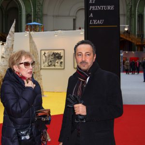 Internationally renowned French artist singer, dancer and actress Nicole Croisille join impressionist artist painter Antoine Gaber at the Grand Palais des Champs Elysées, Paris in support his art and as the Ambassador for his “Passion for Life” program for the French Culture around the world.