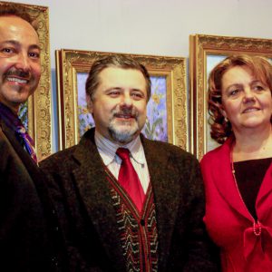 From right to left: Susanna Agostini, President of the Health Commission and Social Politics of Florence, Prof. Giampaolo Trotta, Art Critic, Exhibition curator, Florence, Italy, with Antoine Gaber.
