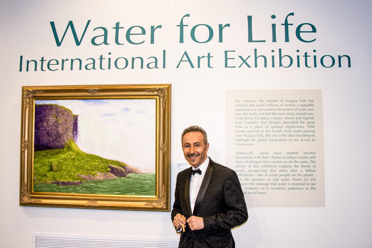 Event Curator / Art Director, Antoine Gaber during the Water for Life, international Art Exhibition, First Edition, opening at the Niagara Falls History Museum, Niagara Falls.