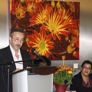 Antoine Gaber, director de arte / curador, anuncia a los ganadores de la Exposición Internacional de Arte Panamericano COMMFFEST 2014, Premio MADA.