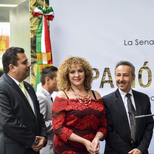 La cerimonia ufficiale di apertura della Mostra Internazionale d'Arte personale “PASSION FOR LIFE”, solo Mexico 2017 di Antoine Gaber, al Senato della Repubblica del Messico, Città del Messico, México.