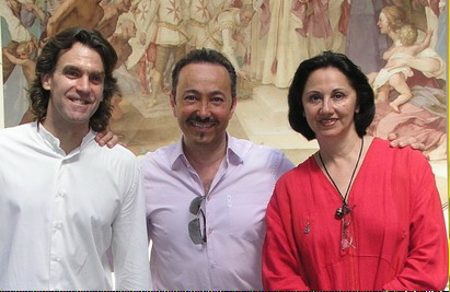 Directors of the Florence Dance Festival, renowned Prima Ballerina Etoile dancer Marga Nativo and well-known choreographer Keith Ferrone at the Villa Medicea della Petraia during the rehearsal of the very specially created choreography incorporating Gaber Fashion line.