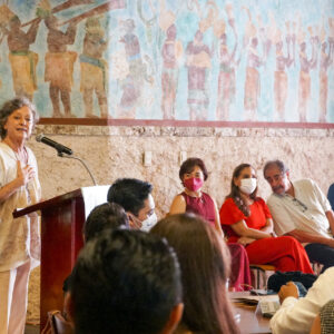 Sra. Ana Lilia Córdova Lira, Fundadora de Centinelas del Agua A.C. durante su discurso introductorio